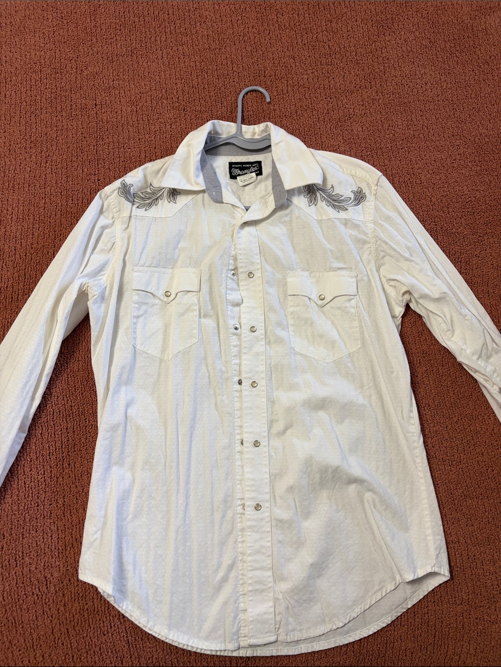 Wrangler White Western Shirt with Gray Trim